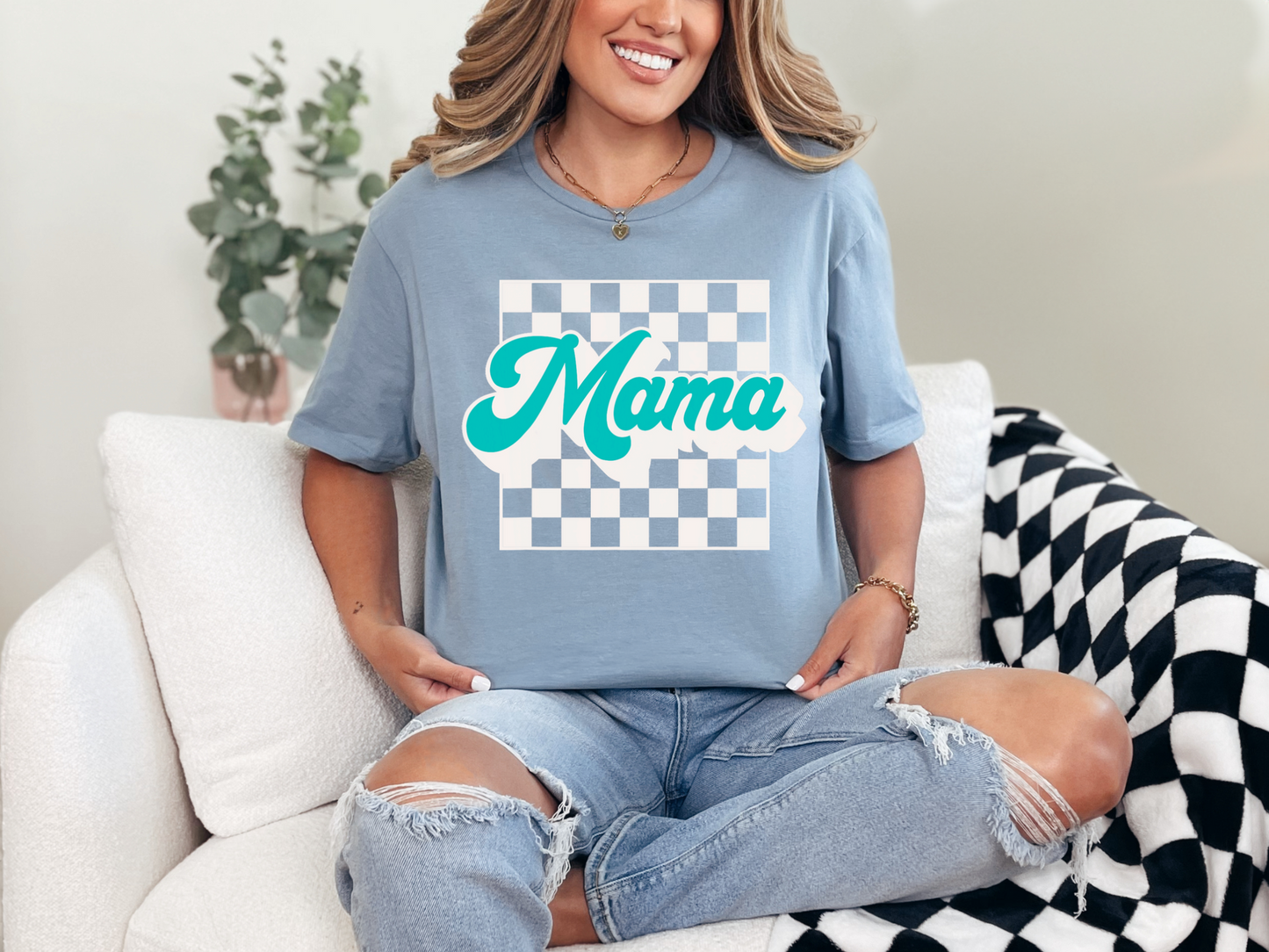 Blue checkered Mama